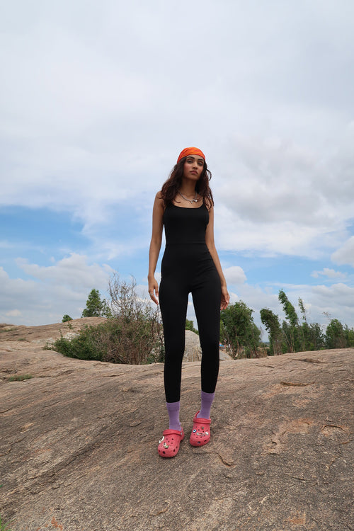 Black Narrow Bottom Playsuit