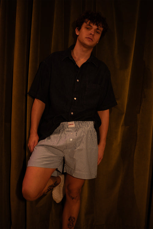 Blue Striped Boxer Shorts