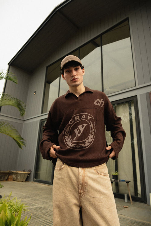 CH Waffle Polo – Washed Brown