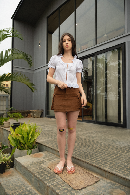 Brown Utility Corduroy Skirt