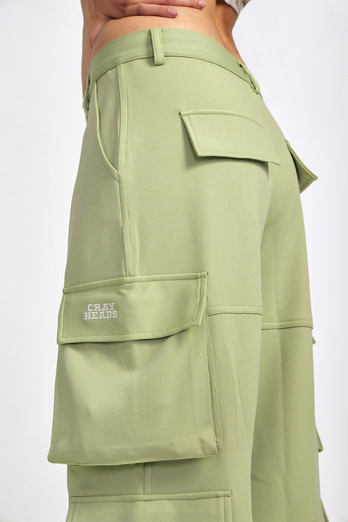 Sage Green Six Pockets Cargo Pants