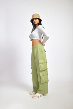 Sage Green Six Pockets Cargo Pants