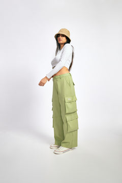 Sage Green Six Pockets Cargo Pants