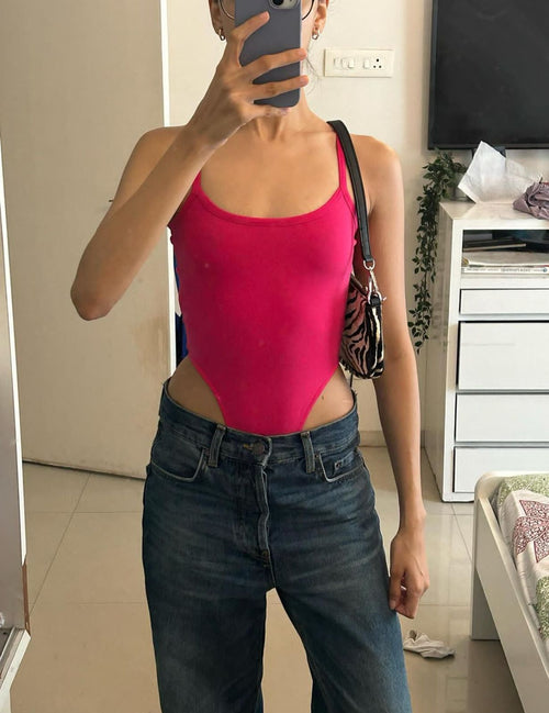 Hot Pink Highcut Bodysuit