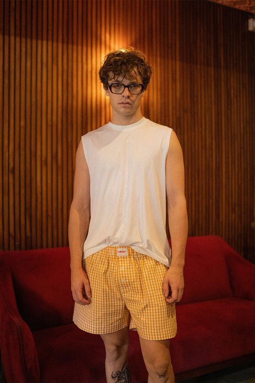 Yellow Gingham Boxer Shorts