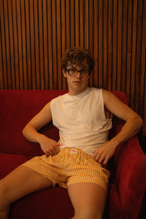 Yellow Gingham Boxer Shorts