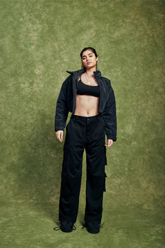 Black Six Pockets Cargo Pants