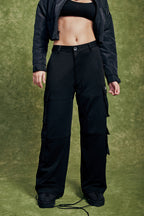 Black Six Pockets Cargo Pants