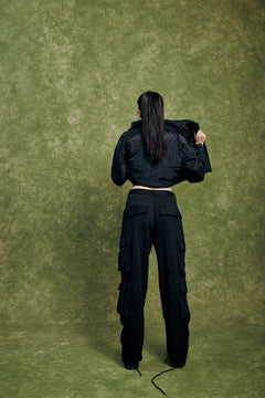 Black Six Pockets Cargo Pants