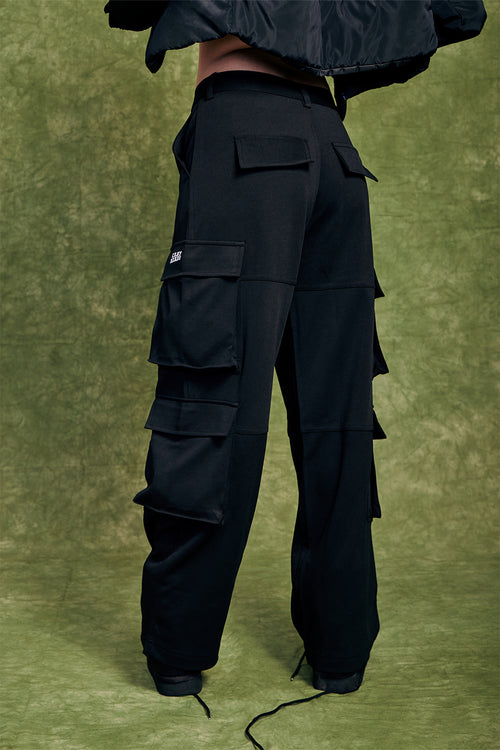 Black Six Pockets Cargo Pants