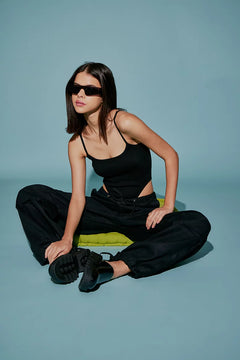 Black Ribbed Highcut Bodysuit