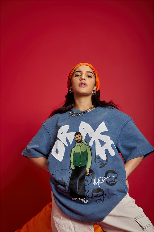 Drake Acid Wash Oversized Tee