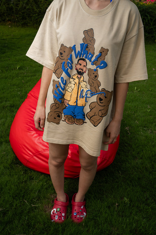 Drake Teddy Faded Effect Oversized Tee