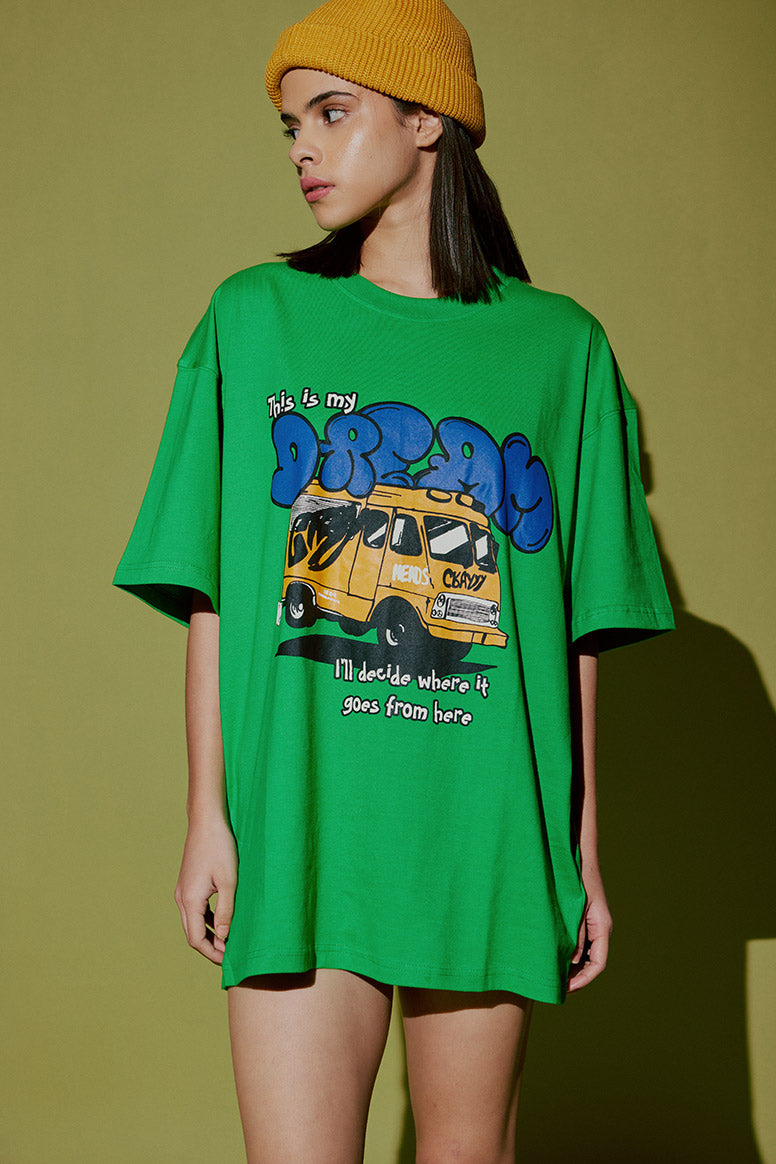 green oversized t shirt women's