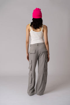 Grey Six Pockets Cargo Pants