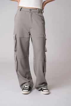Grey Six Pockets Cargo Pants