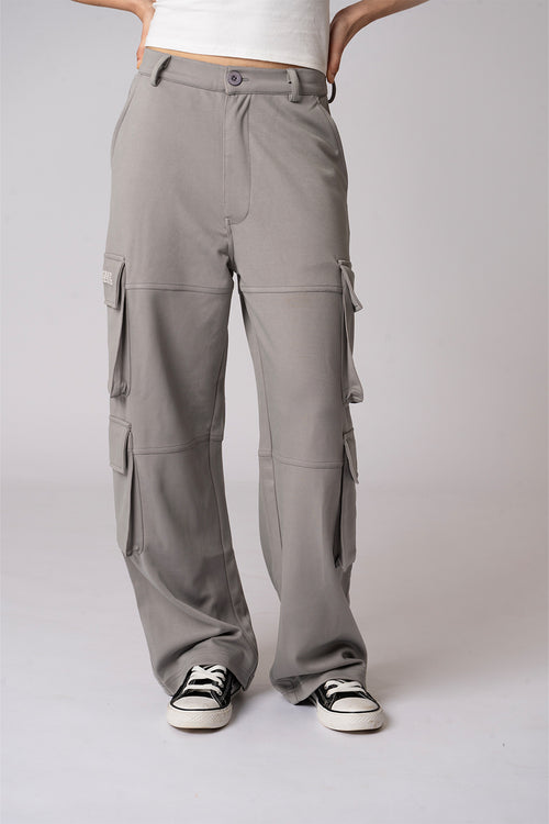 Grey Six Pockets Cargo Pants