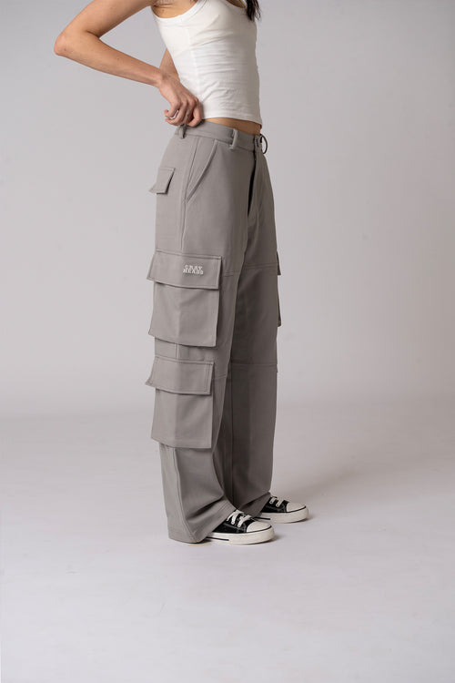 Grey Six Pockets Cargo Pants
