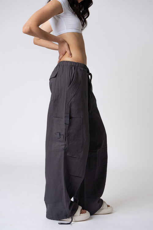 Grey Parachute Pants