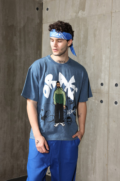 Drake Acid Wash Oversized Tee
