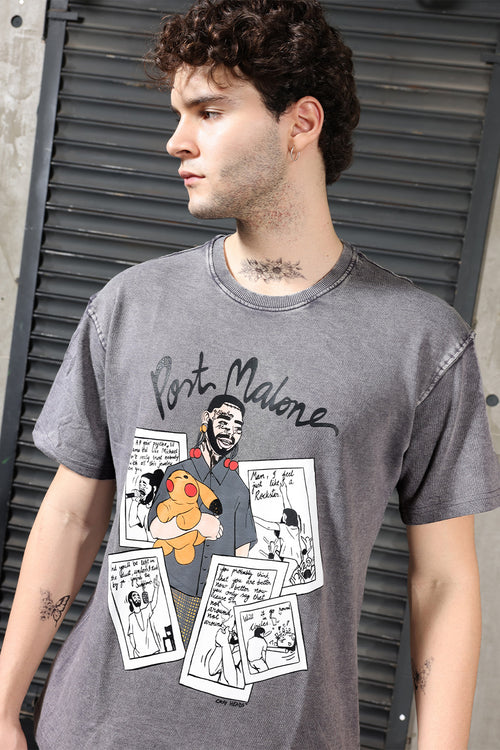 Post Malone Acid Wash Oversized Tee
