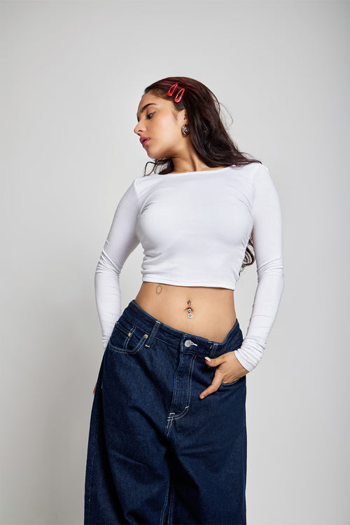 White Low Back Top
