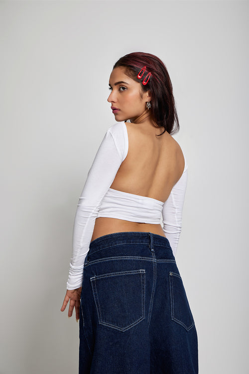 White Low Back Top