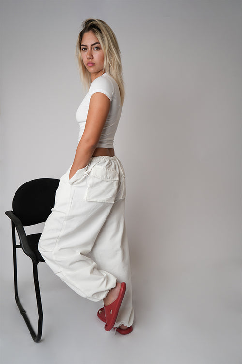 White Parachute Pants
