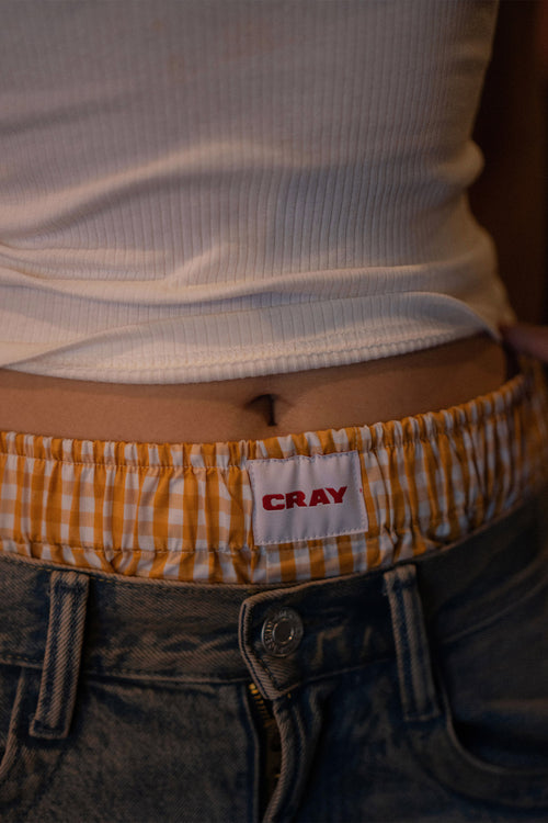 Yellow Gingham Boxer Shorts