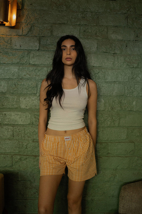 Yellow Gingham Boxer Shorts