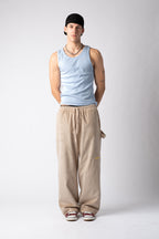 Beige Corduroy Carpenter Sweatpants