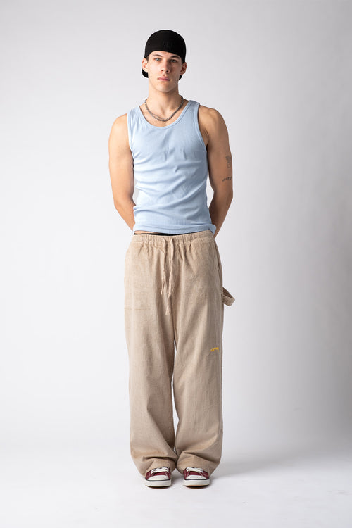 Beige Corduroy Carpenter Sweatpants