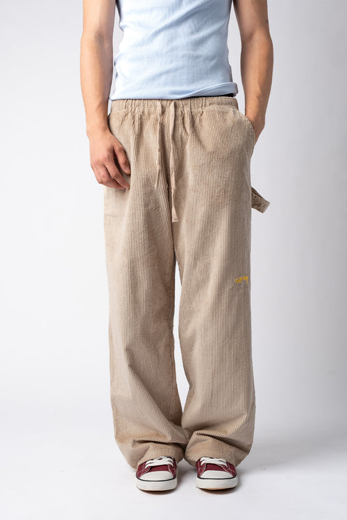 Beige Corduroy Carpenter Sweatpants