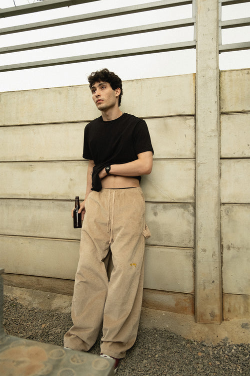 Beige Corduroy Carpenter Sweatpants