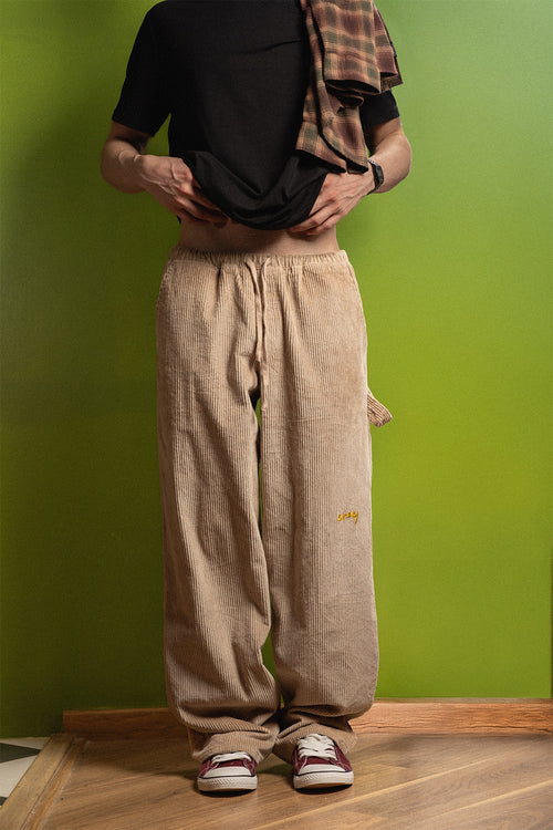 Beige Corduroy Carpenter Sweatpants