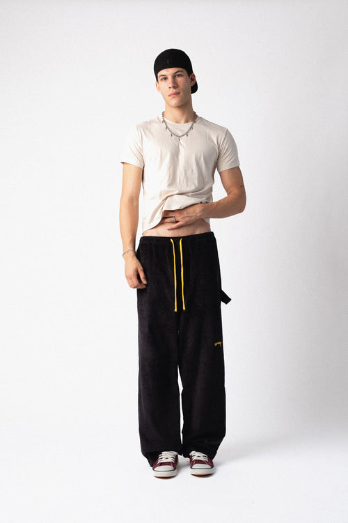 Black Corduroy Carpenter Sweatpants