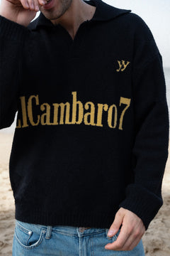 ElCambaro7 Jacquard Knit Polo | Black & Yellow