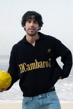 ElCambaro7 Jacquard Knit Polo | Black & Yellow