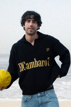 ElCambaro7 Jacquard Knit Polo | Black & Yellow