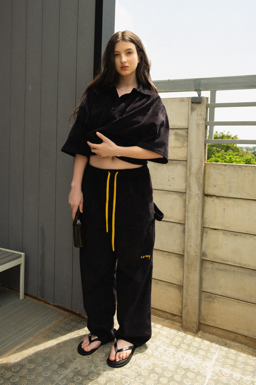 Black Corduroy Carpenter Sweatpants