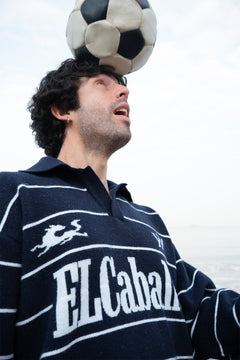 ElCaballo Wool Blend Polo | Dark Navy