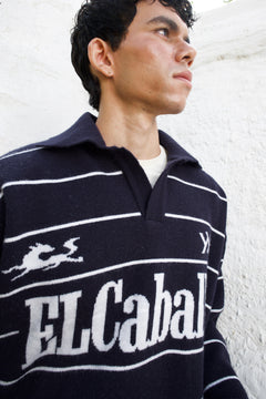 ElCaballo Wool Blend Polo | Dark Navy