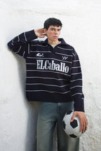 ElCaballo Wool Blend Polo | Dark Navy