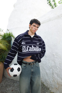 ElCaballo Wool Blend Polo | Dark Navy