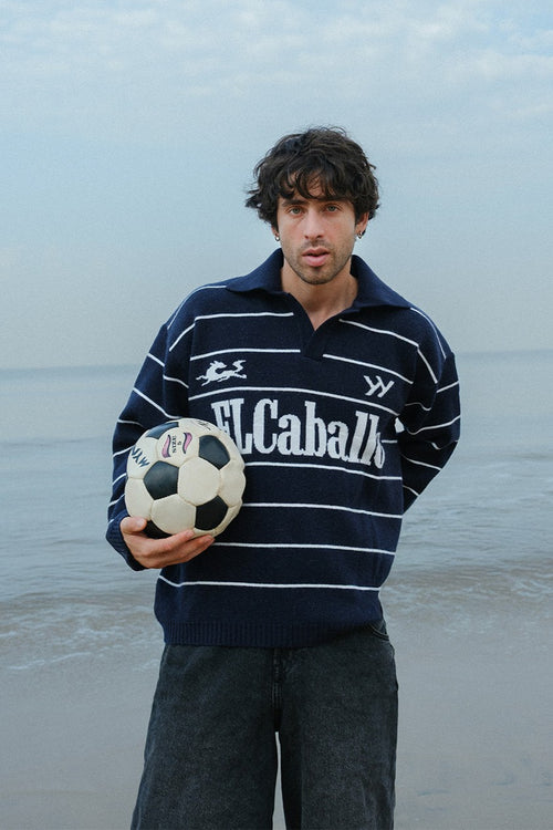 ElCaballo Wool Blend Polo | Dark Navy