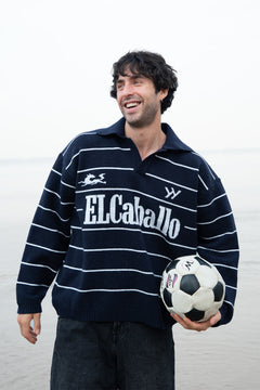 ElCaballo Wool Blend Polo | Dark Navy