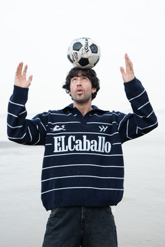 ElCaballo Wool Blend Polo | Dark Navy