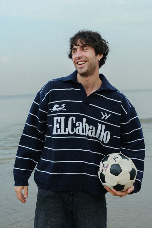 ElCaballo Wool Blend Polo | Dark Navy