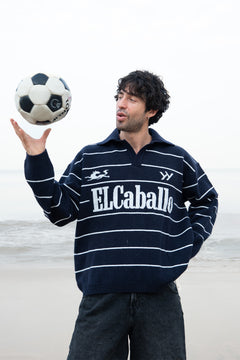 ElCaballo Wool Blend Polo | Dark Navy