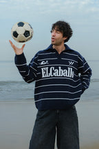 ElCaballo Wool Blend Polo | Dark Navy